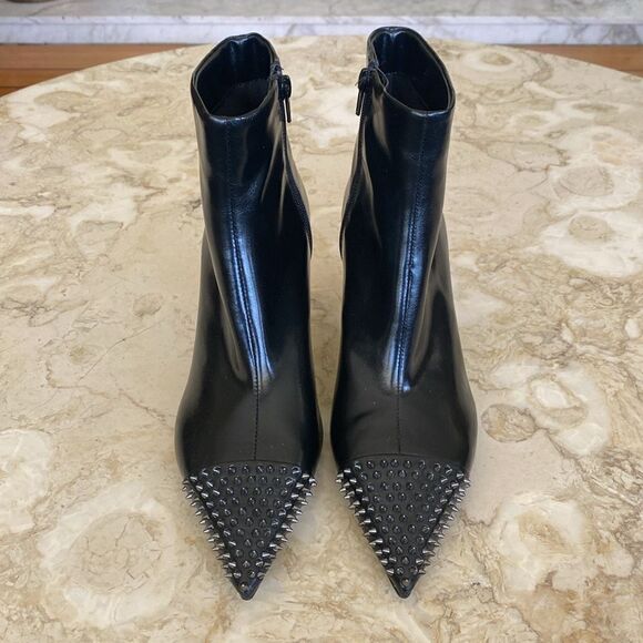 NWOT Zara Black Ankle Boots Spike Studded Toe Stiletto Heels - Picture 4 of 14